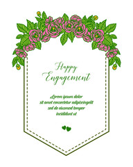 Vector illustration leaf floral frame elegant for ornate of happy engagement