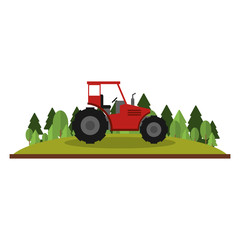 Farm tractor in nature scenery