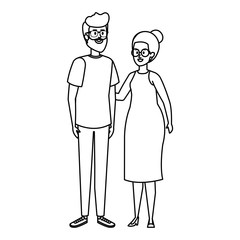 young couple avatars characters