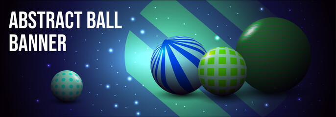 Vector abstract coloful banner with ball, sphere in blue color