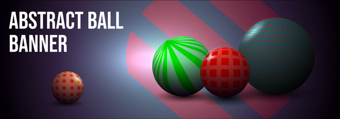 Vector abstract colorful banner with ball, sphere in green and red color