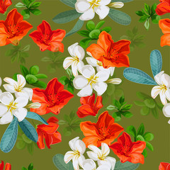 Seamless pattern tropical flower -vector