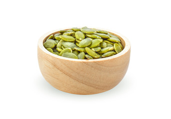 Pumpkin seeds on white background.