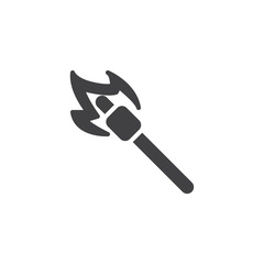 Marshmallow barbecue vector icon. filled flat sign for mobile concept and web design. Marshmallow on a wooden stick roasting on fire glyph icon. Symbol logo illustration. Pixel perfect vector graphics