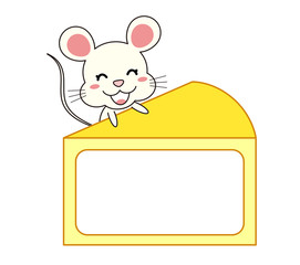 ねずみとチーズのフレーム  イラスト