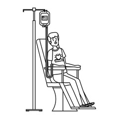 young man volunteer in donation chair