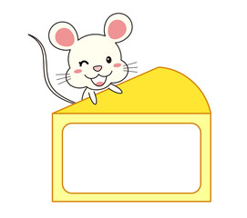 ねずみとチーズのフレーム イラスト