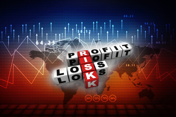3d illustration Profit, risk, loss