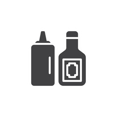 Barbecue sauces vector icon. filled flat sign for mobile concept and web design. Mustard and ketchup bottles glyph icon. Symbol, logo illustration. Pixel perfect vector graphics
