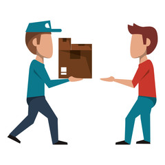 Courier delivering boxes to customer