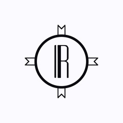 Vector vintage modern art deco emblem with monogram