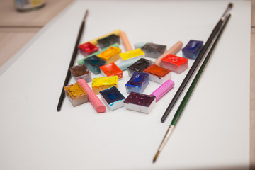 paint brushes pastel acrylic paint tools ready