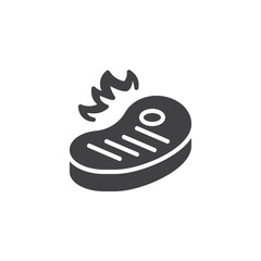 Grilled beef steak vector icon. Hot BBQ steak filled flat sign for mobile concept and web design. Roasted meat glyph icon. Symbol, logo illustration. Pixel perfect vector graphics