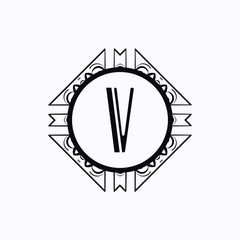 Classic modern art deco luxury monochrome minimal hipster geometric vintage vector monogram, frame , border , label for your logo badge