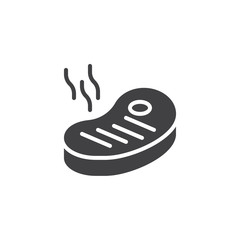 Grilled meat steak vector icon. filled flat sign for mobile concept and web design. Barbeque beef steak glyph icon. Symbol, logo illustration. Pixel perfect vector graphics
