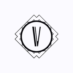 Classic modern art deco luxury monochrome minimal hipster geometric vintage vector monogram, frame , border , label for your logo badge