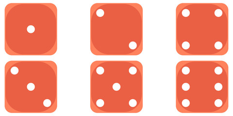 Six rolling dice game poker ivory, devil cube, vector devil cube flat style for gambling