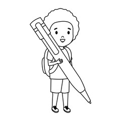 little boy student with pen