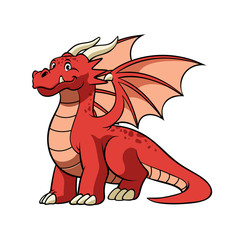 cartoon red dragon in smiling face