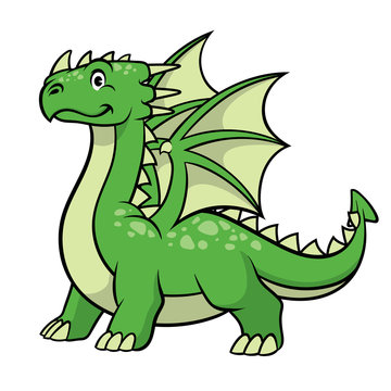 cartoon green dragon smiling