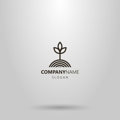black and white simple vector line art logo of a plant grown from a garden bed