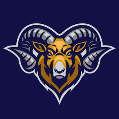 ram mascot head with big horn