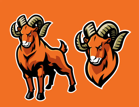 ram sheep mascot set
