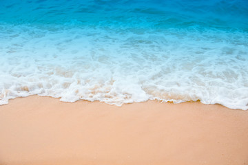 Wave & Sand beach background , holiday or relax in summer concept.