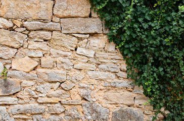 wall of yellow granite covered with a bind