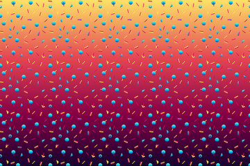 Abstract background with 80s memphis geometics style pattern and vibrant psychedelic colors