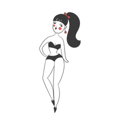 The woman dressed in a lingerie