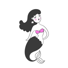 Little nice mermaid . Vector illustration
