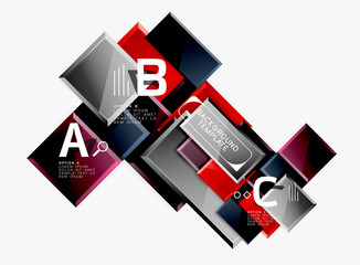 Geometrical design squares abstract banner, glossy shiny effects