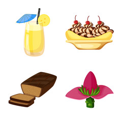 Vector illustration of tropical and ripe logo. Collection of tropical and potassium stock symbol for web.