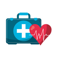 Obraz premium Medical suitcase and heartbeat symbol