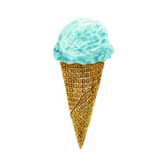  Watercolor illustration, composition, - ice cream