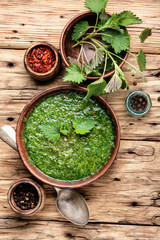 Homemade soup made of nettles