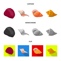 Vector illustration of animal and decoration icon. Collection of animal and ocean vector icon for stock.