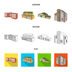 Vector illustration of facade and housing logo. Set of facade and infrastructure vector icon for stock.