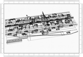 Obraz premium Road traffic Architect Blueprint 