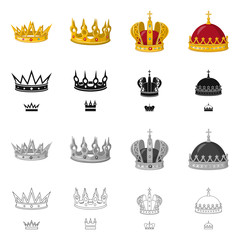 Vector illustration of medieval and nobility sign. Collection of medieval and monarchy stock vector illustration.