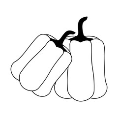 Fresh pepper vegetables cartoon in black and white