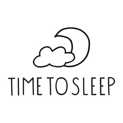 Time to sleep. Hand drawn vector illustration for nursery, textile t shirt, print, posters design.