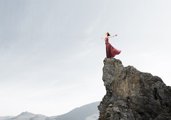 Concept of freedom and happiness with girl enjoying this life © adam121
