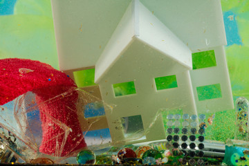 Plastic child toy being used and thrown into water