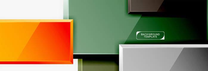 Fototapeta premium Geometrical design squares abstract banner, glossy shiny effects