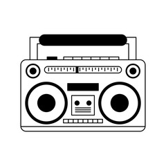Retro radio stereo device in black and white