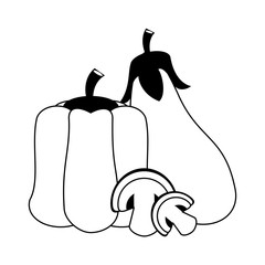 Vegetables healthy food in black and white