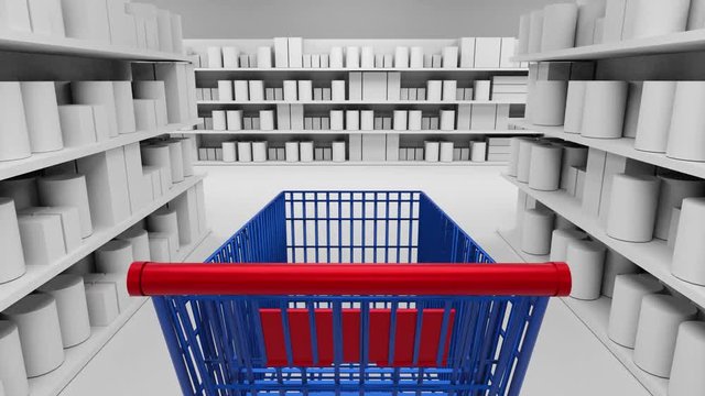 Caddie dans rayon de supermarch&eacute;