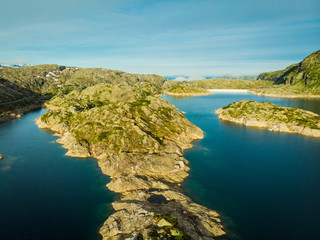 Aerial view. Lakes in mountains Norway